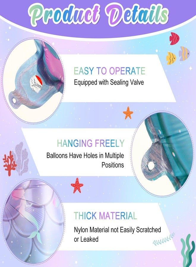 MiniInflat 40 Inch Giant Mermaid Number 5 Birthday Balloons Mermaid Birthday Party Decoration Sea Theme Large Dream Number Balloons for Girls Party Baby Shower Rainbow Decorations - Image 3